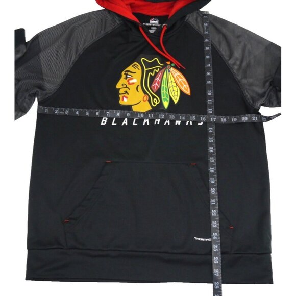 MAJESTIC Thermabase NBL Chicago Blackhawks black polyester pullover hoodie men L - Picture 2 of 4